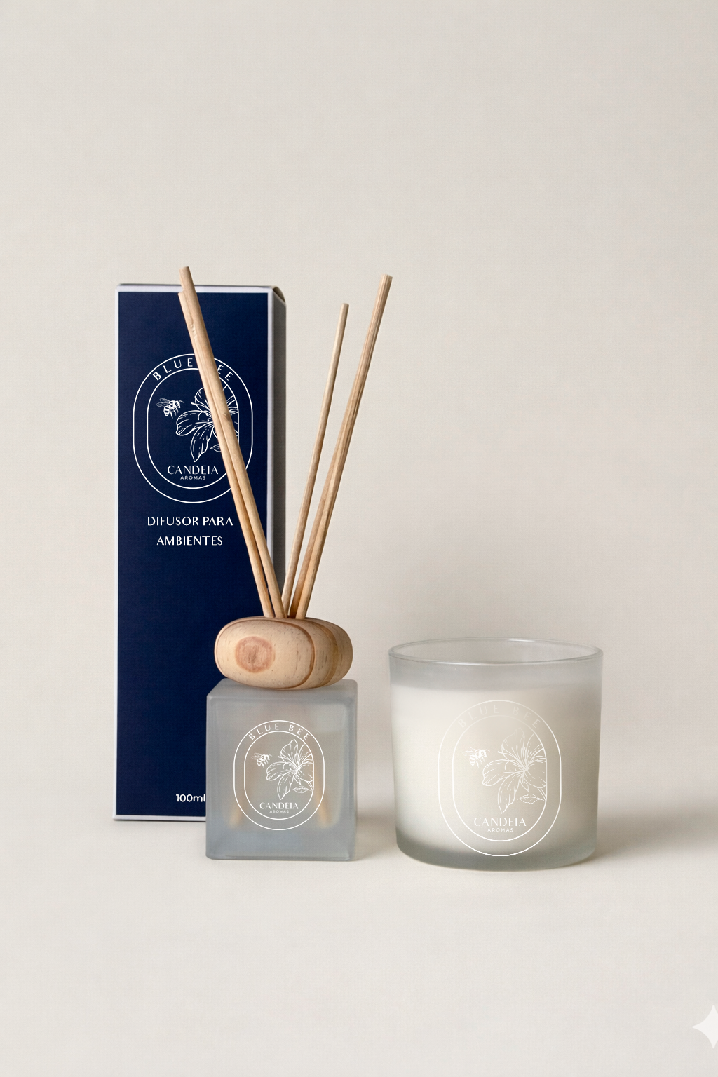 KIT VELA E DIFUSOR PARA AMBIENTES BLUE BEE