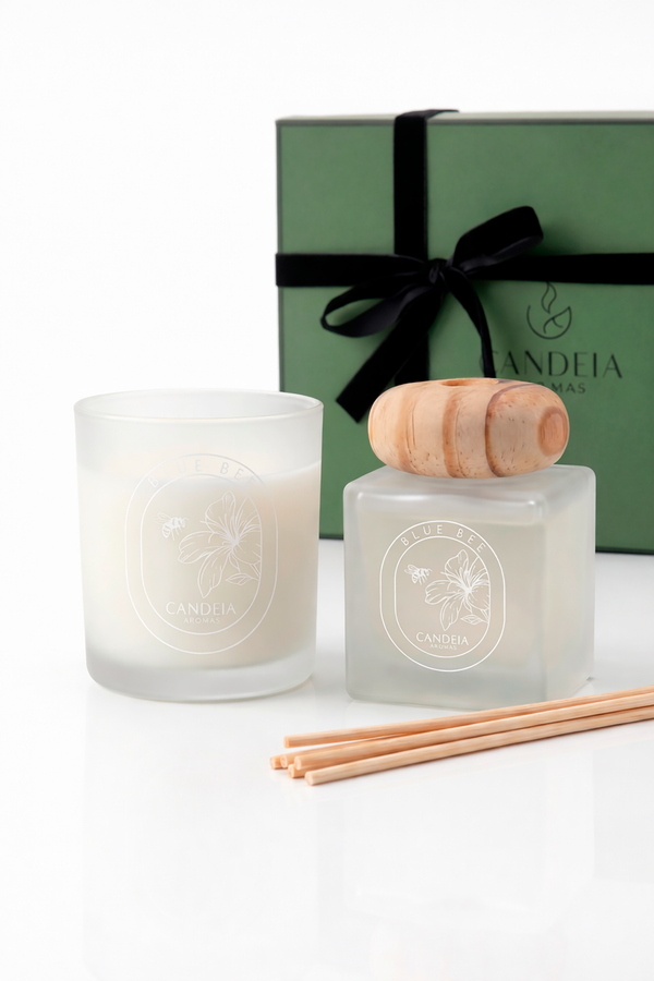 KIT VELA E DIFUSOR PARA AMBIENTES BLUE BEE